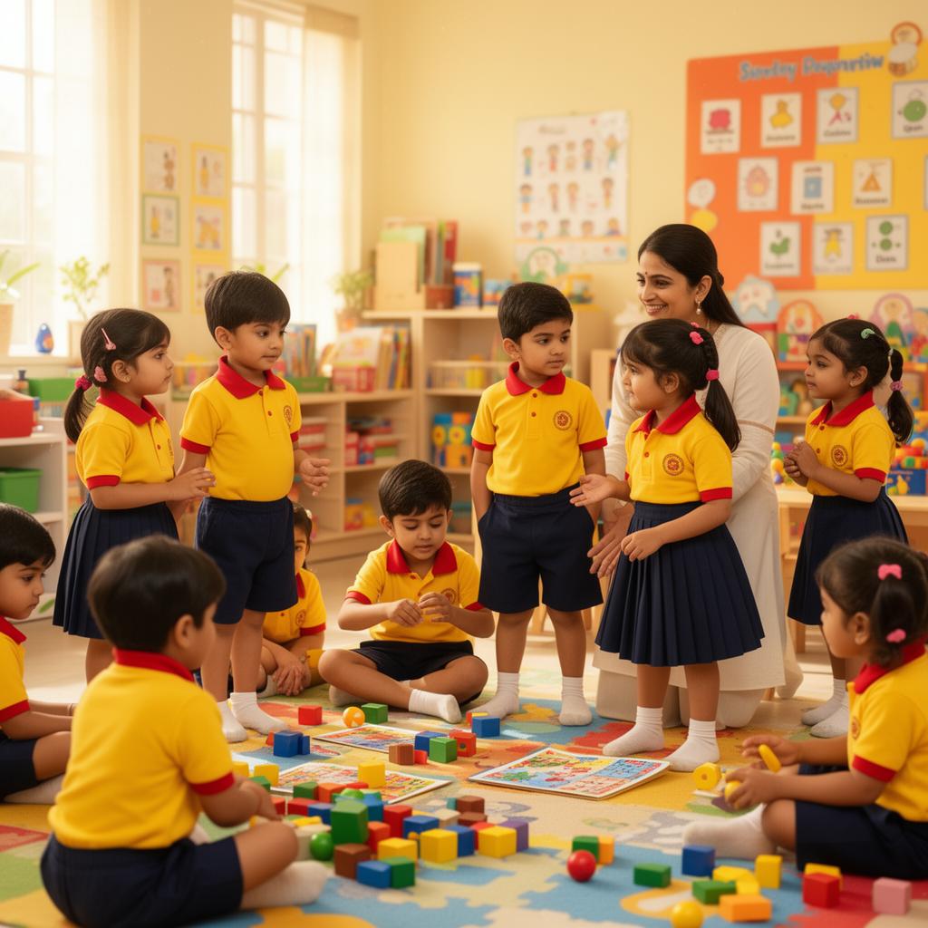 Children learning at a Shanti Juniors preschool classroom